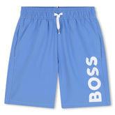 BOSS KIDS Logo Print Swim Shorts Blue
